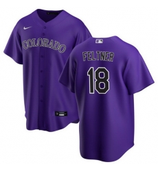 Men Colorado Rockies 18 Ryan Feltner Purple Stitched Baseball Jersey