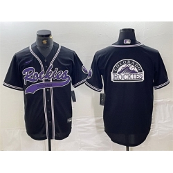 Men Colorado Rockies Black Team Big Logo Cool Base Stitched Baseball JerseyS