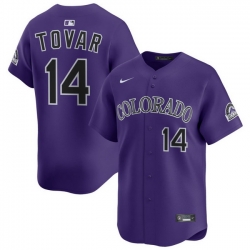 Men Colorado Rockies Nike Purple Alternate Limited Jersey Tovar Ezequiel 14