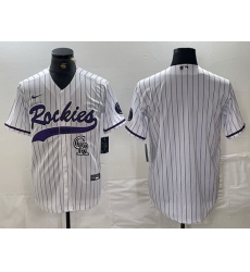 Men Colorado Rockies White Team Big Logo Cool Base Stitched Baseball Jersey 5