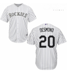 Mens Majestic Colorado Rockies 20 Ian Desmond Replica White Home Cool Base MLB Jersey