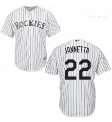 Mens Majestic Colorado Rockies 22 Chris Iannetta Replica White Home Cool Base MLB Jersey 