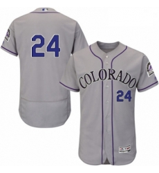 Mens Majestic Colorado Rockies 24 Ryan McMahon Grey Road Flex Base Authentic Collection MLB Jersey