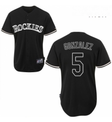 Mens Majestic Colorado Rockies 5 Carlos Gonzalez Authentic Black Fashion MLB Jersey