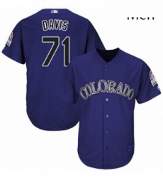 Mens Majestic Colorado Rockies 71 Wade Davis Replica Purple Alternate 1 Cool Base MLB Jersey 