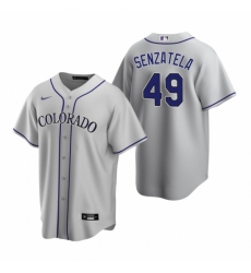 Mens Nike Colorado Rockies 49 Antonio Senzatela Gray Road Stitched Baseball Jersey