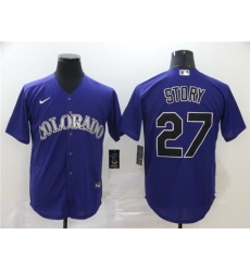 Rockies 27 Trevor Story Purple 2020 Nike Cool Base Jersey