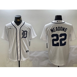 Men Detroit Tigers 22 Parker Meadows White Cool Base Stitched Baseball Jersey