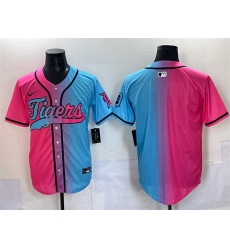 Men Detroit Tigers Blank Pink Blue Limited Stitched Baseball Jersey Men Detroit Tigers Blank Pink Blue Limited Stitched Baseball Jersey