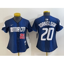 Women Detroit Tigers 20 Spencer Torkelson 2024 Navy City Connect Cool Base Limited Stitched Baseball Jersey 2