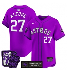 Men Houston Astros  27 Jose Altuve DJ Screw Still Tippin Purple Patch Vapor Limited Stitched Baseball Jersey