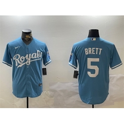 Men Kansas City Royals 5 George Brett Blue Cool Base Stitched Baseball Jersey