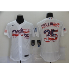 Dodgers 35 Cody Bellinger White USA Flag Fashion Nike Cool Base Jersey