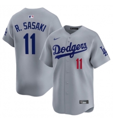 Men Los Angeles Dodgers 11 Roki Sasaki Grey 2025 Alternate Limited Stitched Baseball Jersey