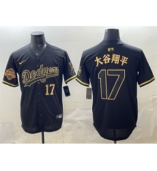 Men Los Angeles Dodgers 17  Shohei Ohtani Black 2025 World Series Patch Tokyo Series Limited Stitched Baseball Jersey