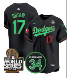 Men Los Angeles Dodgers 17 Shohei Ohtani Black Mexico 2025 World Series Champions Stitched Baseball Jersey