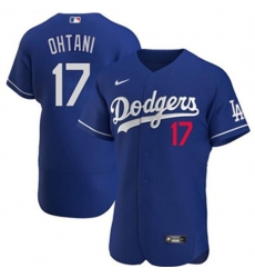 Men Los Angeles Dodgers 17 Shohei Ohtani Blue Stitched Baseball Jersey