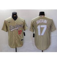 Men Los Angeles Dodgers 17 Shohei Ohtani Cream Cool Base Stitched Jersey 2