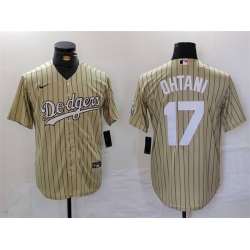 Men Los Angeles Dodgers 17  Shohei Ohtani Cream Cool Base Stitched Jersey