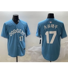 Men Los Angeles Dodgers 17 Shohei Ohtani Light Blue Limited Stitched Baseball Jersey