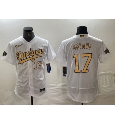 Men Los Angeles Dodgers 17 Shohei Ohtani Number White 2022 All Star Stitched Flex Base Nike Jerseys