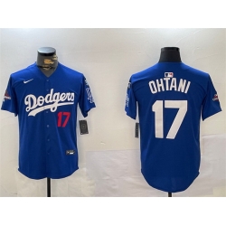 Men Los Angeles Dodgers 17 Shohei Ohtani Royal 2024 World Series Champions With Fernando Memorial Patch Alternate Limited Stitched Baseball Jersey