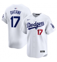 Men Los Angeles Dodgers 17 Shohei Ohtani White Cool Base Stitched Jersey