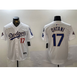 Men Los Angeles Dodgers 17 Shohei Ohtani White Gold 2024 World Series Champions With Fernando Memorial Patch Home Limited Stitched Baseball Jersey