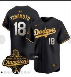 Men Los Angeles Dodgers 18 Yoshinobu Yamamoto Black 2025 World Series Champions Patch Cool Base Stitched Baseball Jersey Men Los Angeles Dodgers 18 Yoshinobu Yamamoto Black 2025 World Series Champions Patch Cool Base Stitched Baseball Jersey