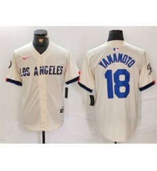 Men Los Angeles Dodgers 18  Yoshinobu Yamamoto Cream Stitched Baseball Jersey