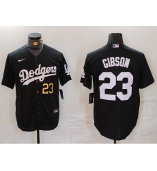 Men Los Angeles Dodgers 23 Kirk Gibson Black Cool Base Stitched Baseball Jersey 5