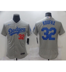 Men Los Angeles Dodgers 32 Koufax Grey Elite 2021 Nike MLB Jersey