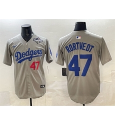 Men Los Angeles Dodgers 47 Ben Rortvedt Grey 2025 World Series Patch Limited Stitched Baseball Jersey Men Los Angeles Dodgers 47 Ben Rortvedt Grey 2025 World Series Patch Limited Stitched Baseball Jersey