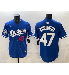 Men Los Angeles Dodgers 47 Ben Rortvedt Royal 2025 World Series Champions Patch Limited Stitched Baseball Jersey Men Los Angeles Dodgers 47 Ben Rortvedt Royal 2025 World Series Champions Patch Limited Stitched Baseball Jersey