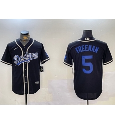 Men Los Angeles Dodgers 5 Freddie Freeman Black 2024 World Series Cool Base Stitched Baseball Jersey 3