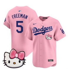 Men Los Angeles Dodgers 5 Freddie Freeman Pink 2025 Hello Kitty Vapor Limited Stitched Baseball Jersey