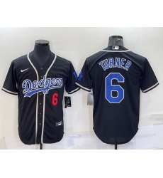 Men Los Angeles Dodgers 6 Trea Turner Black Cool Base Stitched Baseball Jersey