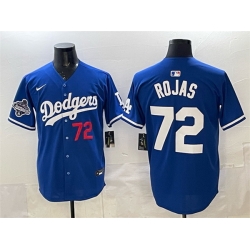 Men Los Angeles Dodgers 72 Miguel Rojas Royal 2025 World Series Champions Patch Limited Stitched Baseball Jersey