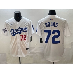 Men Los Angeles Dodgers 72 Miguel Rojas White 2025 World Series Champions Patch Limited Stitched Baseball Jersey