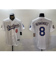 Men Los Angeles Dodgers 8 Enrique Hernandez White Gold 2024 World Series Home Limited Stitched Baseball Jersey