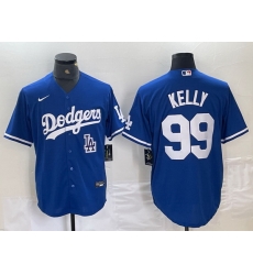 Men Los Angeles Dodgers 99 Joe Kelly Blue City Connect Cool Base Stitched Baseball Jersey 9