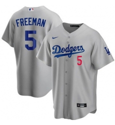 Men Los Angeles Dodgers Freddie Freeman #5 Gray Flex Base 2024 Home Stitched Jersey II