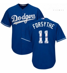 Mens Majestic Los Angeles Dodgers 11 Logan Forsythe Authentic Royal Blue Team Logo Fashion Cool Base MLB Jersey 