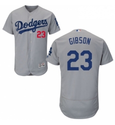 Mens Majestic Los Angeles Dodgers 23 Kirk Gibson Gray Alternate Road Flexbase Authentic Collection MLB Jersey