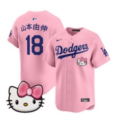 Women Los Angeles Dodgers 18  Yoshinobu Yamamoto Pink 2025 Hello Kitty Vapor Limited Stitched Baseball Jersey 