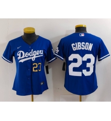 Women Los Angeles Dodgers 23 Kirk Gibson Blue Stitched Jersey 5