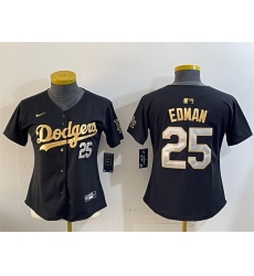 Women Los Angeles Dodgers 25 Tommy Edman Black Gold Limited Stitched Baseball Jersey 28Run Small 29