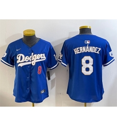 Women Los Angeles Dodgers 8 Enrique Hernandez Blue 2024 Jackie Robinson Patch Limited Stitched Baseball Jersey