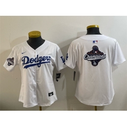 Women Los Angeles Dodgers White 2025 World Series Champions Big Logo Home Limited Stitched Baseball Jersey 