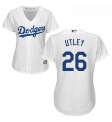 Womens Majestic Los Angeles Dodgers 26 Chase Utley Authentic White Home Cool Base MLB Jersey